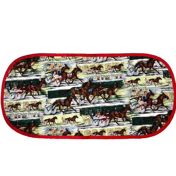 Vintage Harness Racing Quilted Table Runner 29.5" x 14.5" Horse Decor Americana - Picture 1 of 10